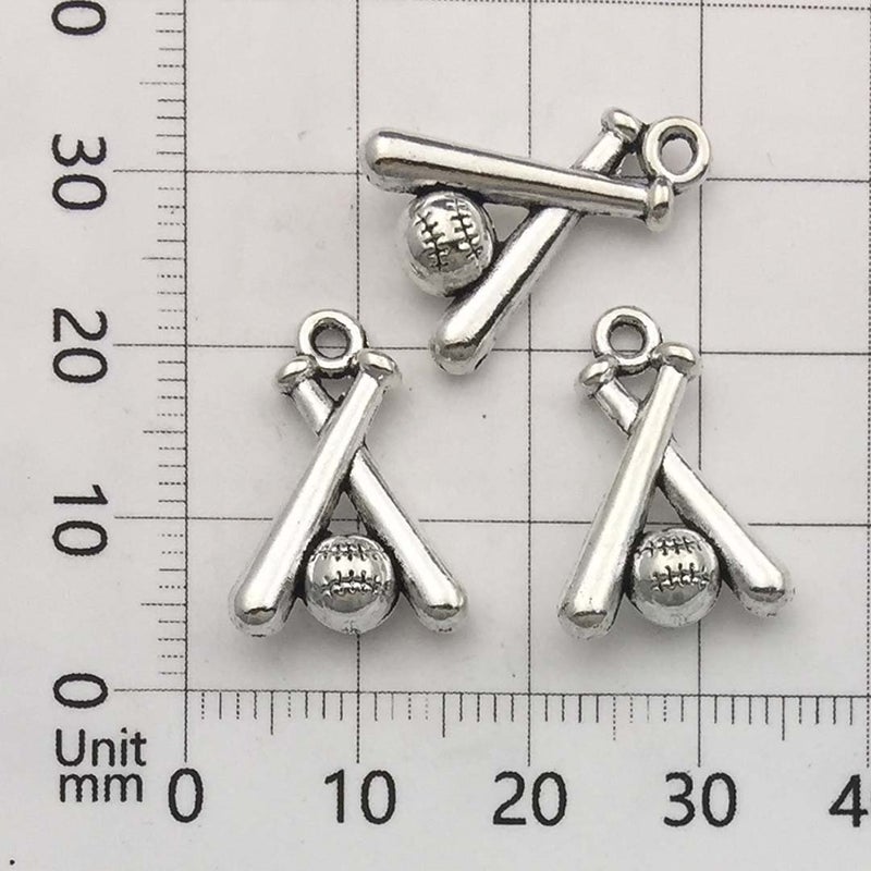 Youdiyla 60pcs Baseball Theme Charms Collection - Mixed Antique Silver Bat Glove Ballgame Sports Ball Softball Metal Alloy Pendants for Jewelry Making DIY Findings (HM130) - Image 5